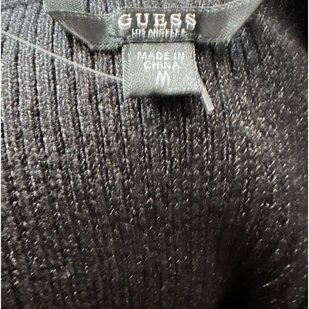 GUESS Los Angeles Front Zipper Ribbed Sweater Top in the Size Medium